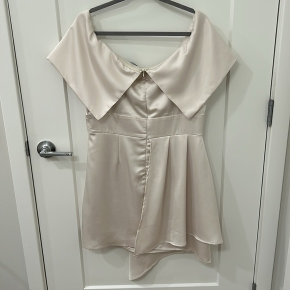 Lulus Ivory Satin Off-the-Shoulder Mini Dress - Size XL - Picture 8 of 10